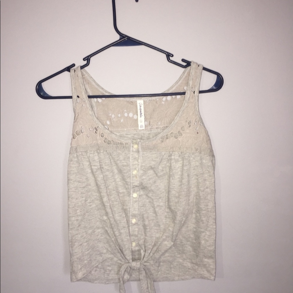Gray Tie Up Tank Top